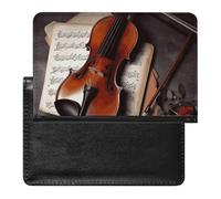 Violin Sheet Music Passport Holder Passport Cover Protector Essentials with Credit Card Slots for Women Men