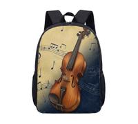 Violin Sheet Music Print Backpack 17 Inch Vintage Classical Instrument School Bag Retro Orchestra Score Bookbag for Teens Kids (04)