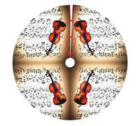 Violin Sheet Music Print Christmas Tree Skirt Xmas Tree Skirts Mat 48 Inches For Indoor Holiday Party Merry Christmas