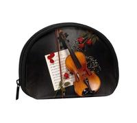 Violin Sheet Music Print Portable Mini Storage Bag Shell Shaped Wallet Small Coin Wallet Shell Storage Bag
