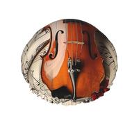 Violin Sheet Music Print Shower Cap for Women Men, Reusable Double-Layer Fabric Bathing Cap Girls Hair Caps, 29 CM