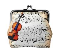Violin Sheet Music Print Women'S Kiss Lock Coin Pouch, Mini Wallet For Cards And Lipstick, Soft Compact Purse