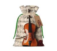 Violin Sheet Music Printed Christmas Drawstring Gift Bags-Xmas Wrapping Bags,Candy Bag,For Holiday Party Decorations,Wedding Party Supplies M Green Christmas Ribbon