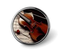 Violin Sheet Music Round Badge Personalized Metal Lapel Pin Badges Fit Clothing Bags Hat Humorous Printed Brooch Badge Party Decorations Accessories for Men Women
