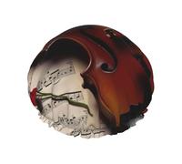 Violin Sheet Music Shower Cap for Women Men, Adjustable Reusable Shower Bonnet Double Layer Waterproof Bath Caps, EVA Lining, Elastic Band Hair Cap for All Hair Lengths