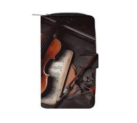 Violin Sheet Music Wallet Multifunctional Leather Wallets for Men Compact Long Wallet Credit Card Holder Passport Bag