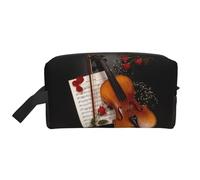 Violin Sheet Music Water-Resistant Travel Toiletry Organizer Bag, Large Capacity Portable Cosmetic Storage for Gym/Daily Essentials
