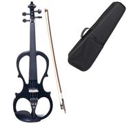 Violin Silent Electric Violin 4/4 Set For Beginner Solid Maple Wood With Ebony Accessories Black Metallic
