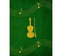 Violin: Simple Classic Violin Strings Blank Music Sheet Paper Notebook Journal With Staffs For Violinist Composing Scores And Song Writing Gold Green Design Soft Cover