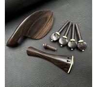 Violin Spare Parts 4/4 Violin Ebony Accessories Chin Rest Piano Axis String Board Tail Post With Tail Rope Micro(Yellow ridge)