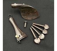 Violin Spare Parts 4/4 Violin Ebony Accessories Chin Rest Piano Axis String Board Tail Post With Tail Rope Micro(Black 1-set-a)