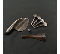 Violin Spare Parts 4/4 Violin Ebony Accessories Chin Rest Piano Axis String Board Tail Post With Tail Rope Micro(Black ridge)