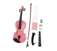 Violin Starter Kit 4/4 Acoustic Violin Set for Kids Beginners Violin Accessories Musical Instrument with Tuner User Manual (Pink)