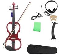 Violin Starter Kit 4/4 Electric Violin Maple Body Silent Electric Violin With Bow Case Headphone Connection Cable Fiddle Parts(Red)