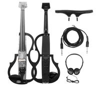 Violin Starter Kit 4/4 Electric Violin Professional Headless Carbon Fiddle Violin With Bow Headphone Cable Shoulder Rest Carry Case Accessories(Set 1)