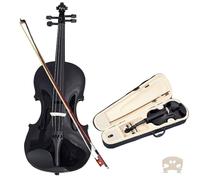 Violin Starter Kit Black Fiddle Kit Beginner Violin Acoustic Fiddle Violino + Triangle Case + Bow + Bridge +String(1/4)