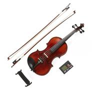 Violin Starter Kit Black Solid Wood - Flamed 1-Piece Violins W/Case Tuner Shoulder Rest Bow Bridge & Strings - Adult(1/2)