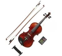 Violin Starter Kit Black Solid Wood - Flamed 1-Piece Violins W/Case Tuner Shoulder Rest Bow Bridge & Strings - Adult(3/4)