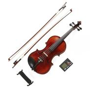 Violin Starter Kit Black Solid Wood - Flamed 1-Piece Violins W/Case Tuner Shoulder Rest Bow Bridge & Strings - Adult(4/4)