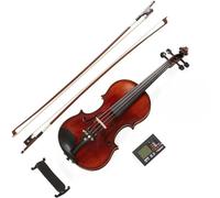 Violin Starter Kit Black Solid Wood - Flamed 1-Piece Violins W/Case Tuner Shoulder Rest Bow Bridge & Strings - Adult(1/4)