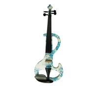 Violin Starter Kit Electric Art Violin Blue And White Painted Solid Wood Silent Violin 4/4 Ebony Fittings W/Parts