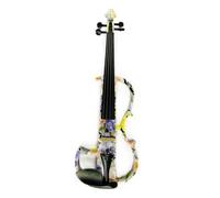 Violin Starter Kit Electric Art Violin Colored Flowers Painted Solid Wood Silent Violin 4/4 Ebony Fittings W/Parts