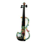 Violin Starter Kit Electric Art Violin Colored Flowers Solid Wood Silent Violin Full Size 4/4 Ebony Fittings