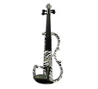 Violin Starter Kit Electric Art Violin Zebra Stripes Solid Wood Silent Violin Full Size 4/4 Ebony Fittings W/Parts