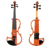 Violin Starter Kit Full Size 4/4 Colored Solid Wood Grain Electric/Silent Violin Kit With Ebony Fittings(A)