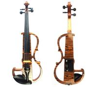 Violin Starter Kit Full Size 4/4 Colored Solid Wood Grain Electric/Silent Violin Kit With Ebony Fittings(B)