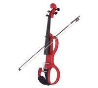 Violin Starter Kit Full Size 4/4 Solid Wood Silent Electric Violin Fiddle Style Ebony Fingerboard Pegs Chin Rest Tailpiece Whole SET(Red)