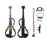 Violin Starter Kit Wood Grain 4/4 Electro Acoustic Violin Silent Electroacoustic Violin Earphones Connecting Fiddle Beginner Set(Violin)