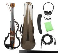 Violin Starter Package 4/4 Electroacoustic Headless Silent Carbon Fibre Electric Violin With Violin Bow Cable Headphone Carry Case Accessories(Set 2)