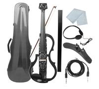Violin Starter Package 4/4 Electroacoustic Violin Headless Silent Carbon Fibre Electric Violin With Violin Bow Cable Headphone Accessories(Set 2)