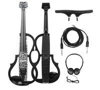 Violin Starter Package 4/4 Electroacoustic Violin Headless Silent Carbon Fibre Electric Violin With Violin Bow Cable Headphone Accessories(Set 1)
