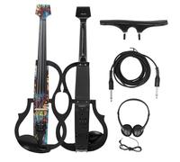 Violin Starter Package 4/4 Electroacoustic Violin Headless Silent Carbon Fibre Electric Violin With Violin Bow Headphone Cable Accessories(Set 1)