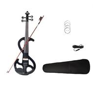 Violin Starter Package Electric Fiddle Violin Black Full Size 4/4 Solid Wood Metallic Black Electronic Silent Violino With Case Bow Cable SET