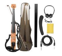 Violin Starter Package Electric Violin 4/4 Professional Headless Carbon Fiddle With Bow Headphone Cable Shoulder Rest Carry Case Accessories(Set 2)