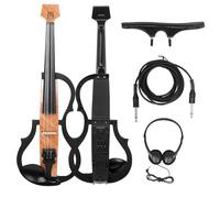 Violin Starter Package Electric Violin 4/4 Professional Headless Carbon Fiddle With Bow Headphone Cable Shoulder Rest Carry Case Accessories(Set 1)