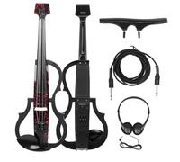 Violin Starter Package Headless Silent Electroacoustic Violin Professional 4/4 Electric Violin With Violin Bow Headphone Cable Carry Case(Set 1)