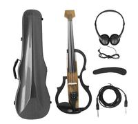 Violin Starter Package Professional 4/4 Electric Headless Carbon Fiber Fiddle Electric Violin With Bow Carry Case Headphone Cable Shoulder Rest(Set 8)