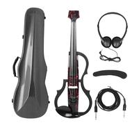 Violin Starter Package Professional 4/4 Electric Headless Carbon Fiber Fiddle Electric Violin With Bow Carry Case Headphone Cable Shoulder Rest(Set 6)