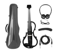 Violin Starter Package Professional 4/4 Electric Headless Carbon Fiber Fiddle Electric Violin With Bow Carry Case Headphone Cable Shoulder Rest(Set 3)