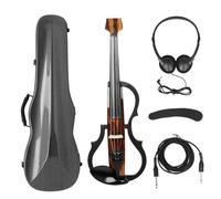 Violin Starter Package Professional 4/4 Electric Headless Carbon Fiber Fiddle Electric Violin With Bow Carry Case Headphone Cable Shoulder Rest(Set 2)
