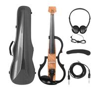 Violin Starter Package Professional 4/4 Electric Headless Carbon Fiber Fiddle Electric Violin With Bow Carry Case Headphone Cable Shoulder Rest(Set 5)