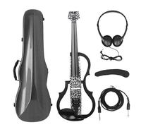 Violin Starter Package Professional 4/4 Electric Headless Carbon Fiber Fiddle Electric Violin With Bow Carry Case Headphone Cable Shoulder Rest(Set 1)