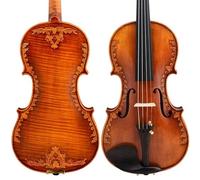 Violin Starter Package Violin 4/4 Hand Carved Brown Retro Varnish Professional Performance Violino With Case(B)