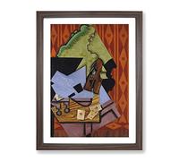 Violin Still Life Vol.2 By Juan Gris Classic Painting Framed Wall Art Print, Ready to Hang Picture for Living Room Bedroom Home Office Décor, Walnut A4 (34 x 25 cm)