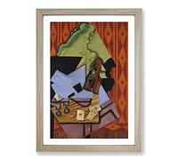 Violin Still Life Vol.2 by Juan Gris Framed Print | A2 Oak Framed Wall Art | Ready to Hang | Modern Music Picture | Living Room Bedroom Lounge Office