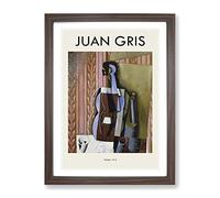 Violin Still Life Vol.3 By Juan Gris Exhibition Museum Painting Framed Wall Art Print, Ready to Hang Picture for Living Room Bedroom Home Office Décor, Walnut A4 (34 x 25 cm)